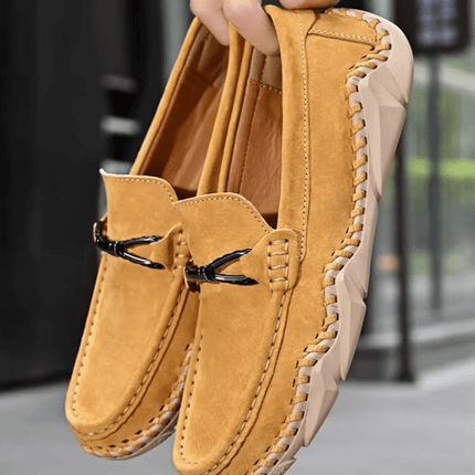 Fiorenzo Hand-Stitched Loafers in buttery-soft suede, showcasing premium slip-on design and hand-stitched detailing for luxury and style.