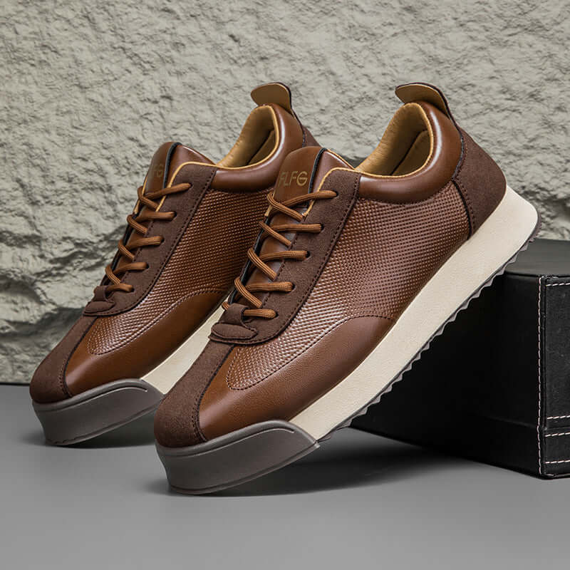 Forlì Leather Sneakers – Men's casual sneakers with genuine leather, orthopedic comfort, and modern style for everyday wear and travel.