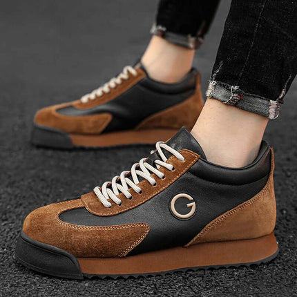 Geneva Sneakers: Stylish men's casual sneakers with patchwork design, perfect for comfortable everyday wear, walking, and travel.