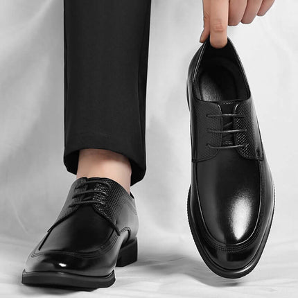 Italian leather dress shoes showcasing elegance and craftsmanship with cushioned orthopedic insole and anti-slip outsole for comfort.
