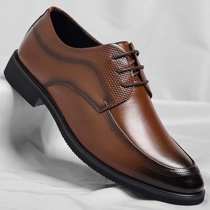 Italian leather dress shoes featuring premium upper, orthopedic insole, and anti-slip outsole for elegant men's formal wear.