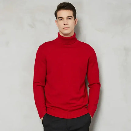 Langston Turtleneck - men's winter sweater in red, showcasing warmth and style. Perfect for layering and everyday comfort.