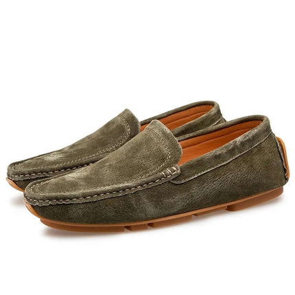 Lazio Suede Loafers - Men's slip-on leather formal loafers in Italian suede with hand-stitched detailing for luxury and comfort.