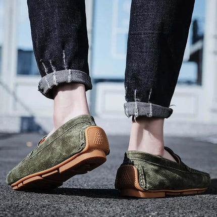 Lazio Suede Loafers showcasing premium hand-stitched Italian suede and cushioned insoles, perfect for men seeking luxury and comfort.