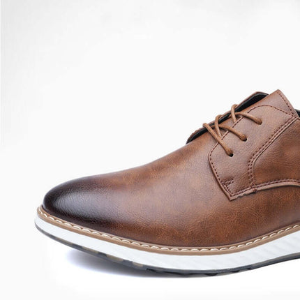 Livorno Hybrid Shoes in brown leather with cushioned footbed and flexible sole for comfort, ideal for casual and business wear.