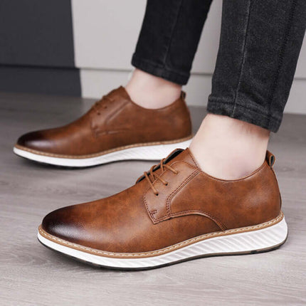 Livorno Hybrid Shoes in brown leather, featuring cushioned footbed and slip-on design, ideal for both casual and business wear.