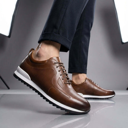 Lucano Leather Sneakers for men showcasing polished Italian leather, ideal for comfortable everyday wear and versatile casual style.