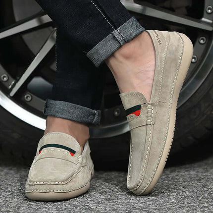 Lucca Suede Loafers - men's premium slip-on leather shoes for formal and casual elegance. Lightweight comfort with a cushioned insole for all-day wear.
