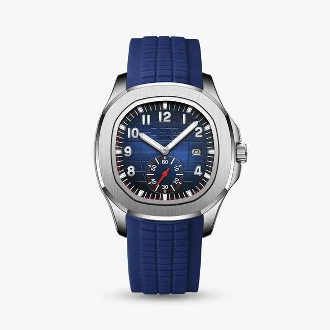 Lumen 42mm Sport Men's Watch with blue silicone strap and stainless steel case, stylish and robust design