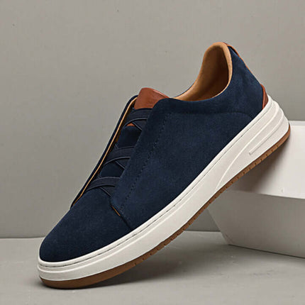 Lupo Casual Cowhide Sneakers in navy suede offer comfort and style, perfect for men seeking versatile, lightweight shoes for daily wear and travel.
