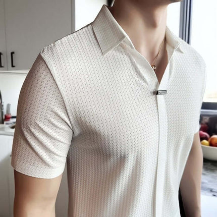 Lusso Classic Polo - a stylish men's casual shirt with a breathable waffle design, perfect for versatile everyday wear in comfort and modern style.