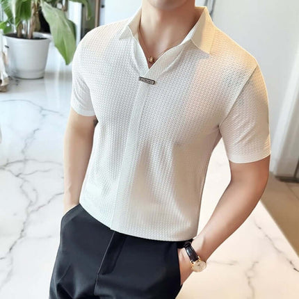 Lusso Classic Polo: stylish men's shirt with breathable spandex blend, perfect fit for casual outings and social occasions.