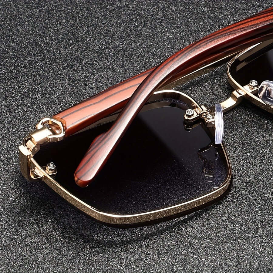 Marbre Vintage Shades - Men's UV protection square-frame sunglasses with marbled arms, polarized lenses, perfect for driving and outdoor activities.