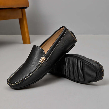 Marco Leather Loafers - elegant men's slip-on, hand-stitched luxury formal loafers, premium comfort with cushioned insole, genuine leather