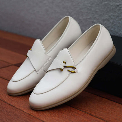 Matteo Leather Loafers with suede details and hook accent, elegant slip-on design, premium men's leather loafers for formal style and comfort.