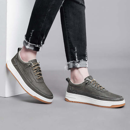 Maxwell Leather Sneakers on feet, showcasing casual style. Men's casual sneakers perfect for everyday use, comfort, and travel.
