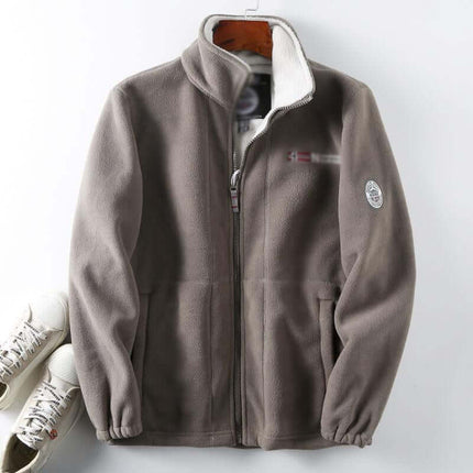 Men's hooded jacket with double-layer lining in gray
