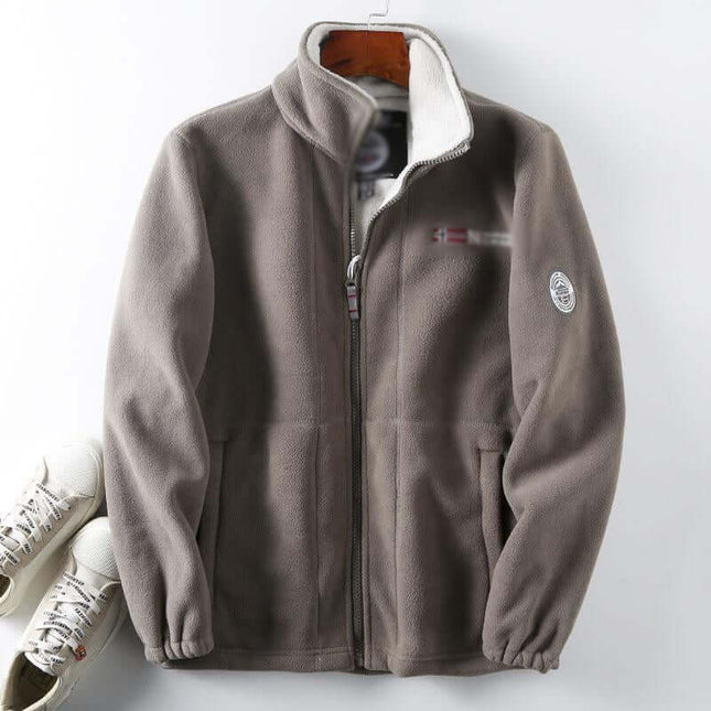 Men's hooded jacket with double-layer lining in gray