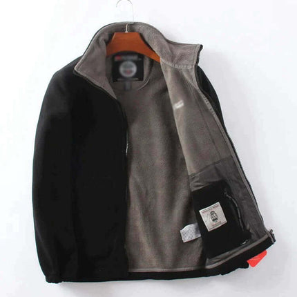 Men's hooded jacket with double-layer lining open view showcasing interior details