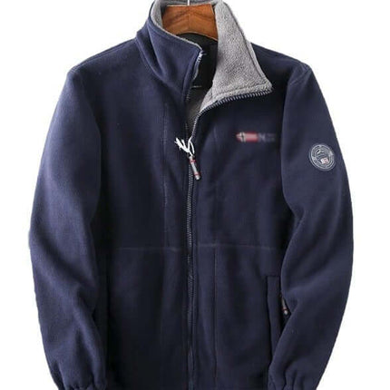Men's hooded jacket with double-layer lining in navy blue