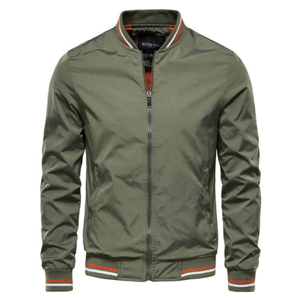 Men’s Urban Style Jacket in olive green, premium Madrid casual jacket with zipper and ribbed cuffs.