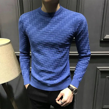Men's woven Sweater - Soft, breathable fabric, showcasing intricate woven texture and modern winter style, perfect for layering and warmth.