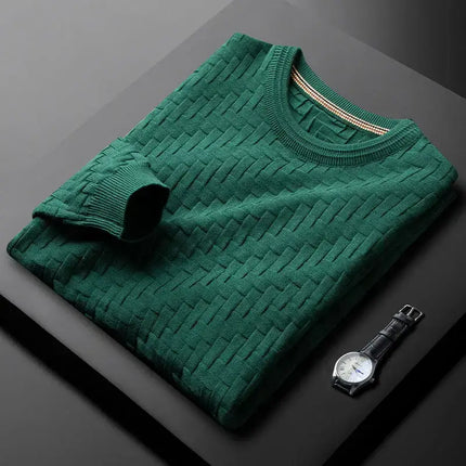 Men's woven Sweater - Soft, breathable fabric in green with intricate texture. Perfect for warmth, comfort, and winter layering.