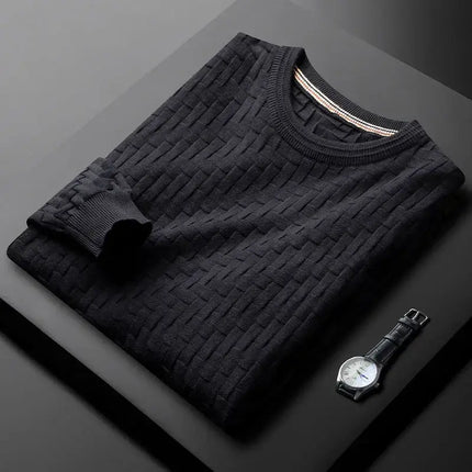 Men's woven Sweater - Soft, breathable fabric folded with intricate woven texture, showcasing luxury winter knitwear in a modern, stylish design.