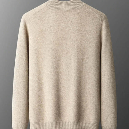 Merino Crest Cardigan back view showcasing seamless design and premium merino wool for unmatched warmth and comfort in men's winter knitwear.