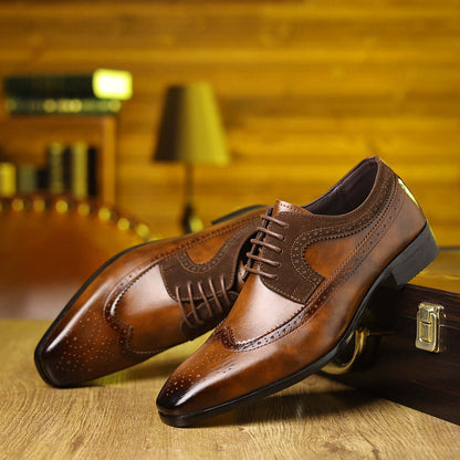Milano Dress Shoes featuring Italian leather and suede panels, offering style and comfort with orthopedic insoles for all-day support.