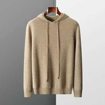 Monaco Hoodie made of soft 100% merino wool, perfect for men's winter sweater layering, offering warmth and comfort in winter knitwear style.