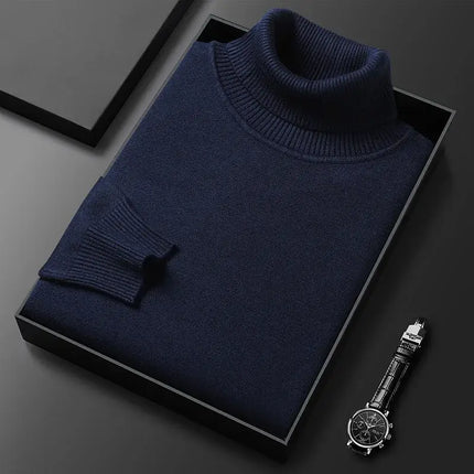 Montclair Sweater in navy, premium cashmere blend for men, showcasing luxurious, soft winter knitwear. Perfect for layering and everyday wear.