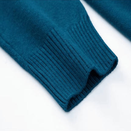 Close-up of Montclair Sweater cuffs, showcasing knitted texture, premium cashmere blend, perfect for men's winter knitwear and layering.