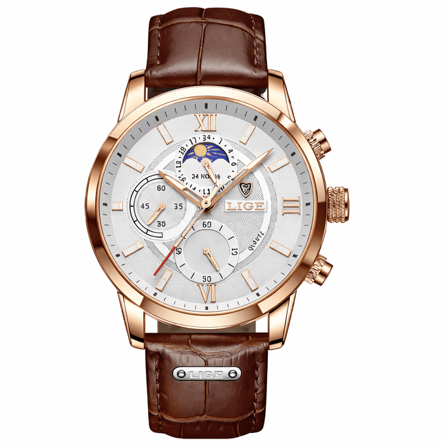 Montero Prestige – Leather Edition luxury quartz watch with brown leather strap