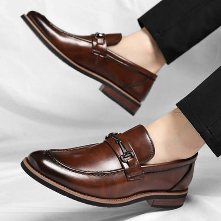 Montovani Leather Loafers showcasing premium brown leather and elegant slip-on design for formal men's style.