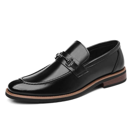 Montovani Leather Loafers - Luxury men's slip-on leather shoes with sleek design, cushioned insole, and refined metal bit for formal style.