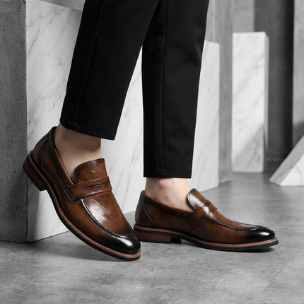 Elegant Montovani Leather Penny Loafers showcasing premium slip-on comfort and formal style, ideal for men’s luxury loafers collection.