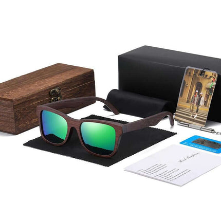 Natural Bamboo Polarized Shades with UV protection, lightweight polarized lenses for men's stylish sunglasses, ideal for driving and outdoor activities.