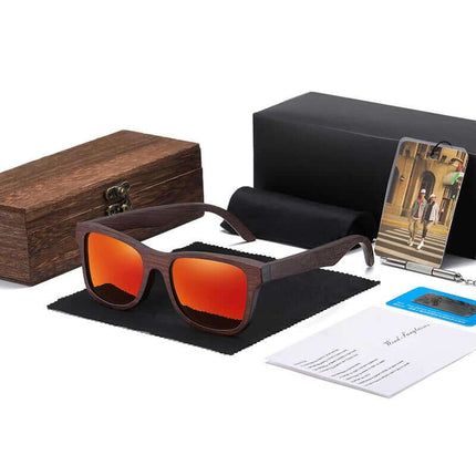 Natural Bamboo Polarized Shades with UV protection, men's stylish sunglasses for driving, travel, outdoor activities.