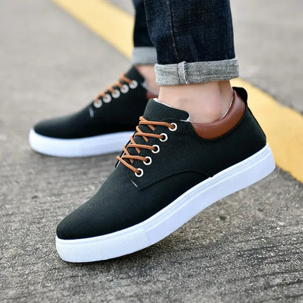Nomad Canvas Sneakers shown on a road, highlighting comfort and style. Perfect men's casual sneakers for everyday wear and travel.