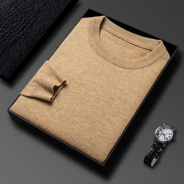 Orizio Knit Sweater in box, showcasing soft, warm fabric for men's winter wear. Perfect for cozy layering and elegant everyday style.
