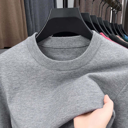 Orizio Knit Sweater - men's winter sweater in soft grey knit for cosy layering, perfect for warmth and style in cold weather.