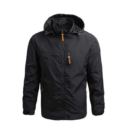Outdoor Shield Jacket - Windproof and water-resistant black hooded jacket for men