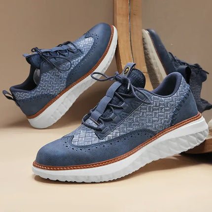 Oxford Ridge Leather Sneakers, breathable men's casual sneakers with orthopedic insole, perfect for everyday style and comfort.