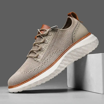 Oxford Ridge Mesh Sneakers: lightweight, breathable men's casual sneakers. Comfortable everyday wear for walking, travel, stylish versatility.