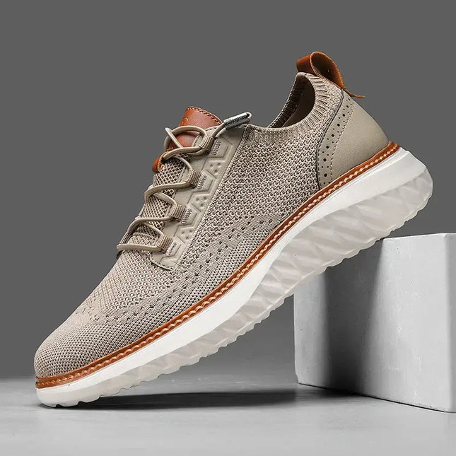 Oxford Ridge Mesh Sneakers: lightweight, breathable men's casual sneakers. Comfortable everyday wear for walking, travel, stylish versatility.