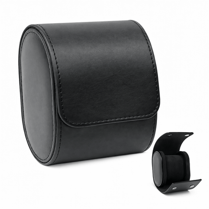 Premium Leather Watch Roll Travel Case - Secure Storage Organizer in elegant black design, perfect for watch protection on the go.