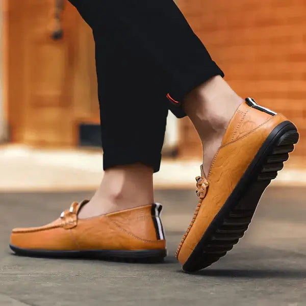 Elegant Prescott Leather Loafers showcasing premium craftsmanship and slip-on comfort for men in a formal style.