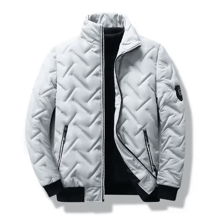 Puffer Jacket for Men Windproof Thermal Coat - Stylish white jacket offering warmth and windproof protection for men.