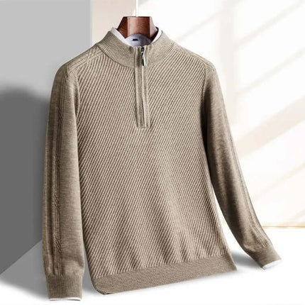Renato Ribbed Sweater - Warm men's winter knitwear with a cozy, tailored fit. Half-zip design in a soft wool blend for comfort and style.